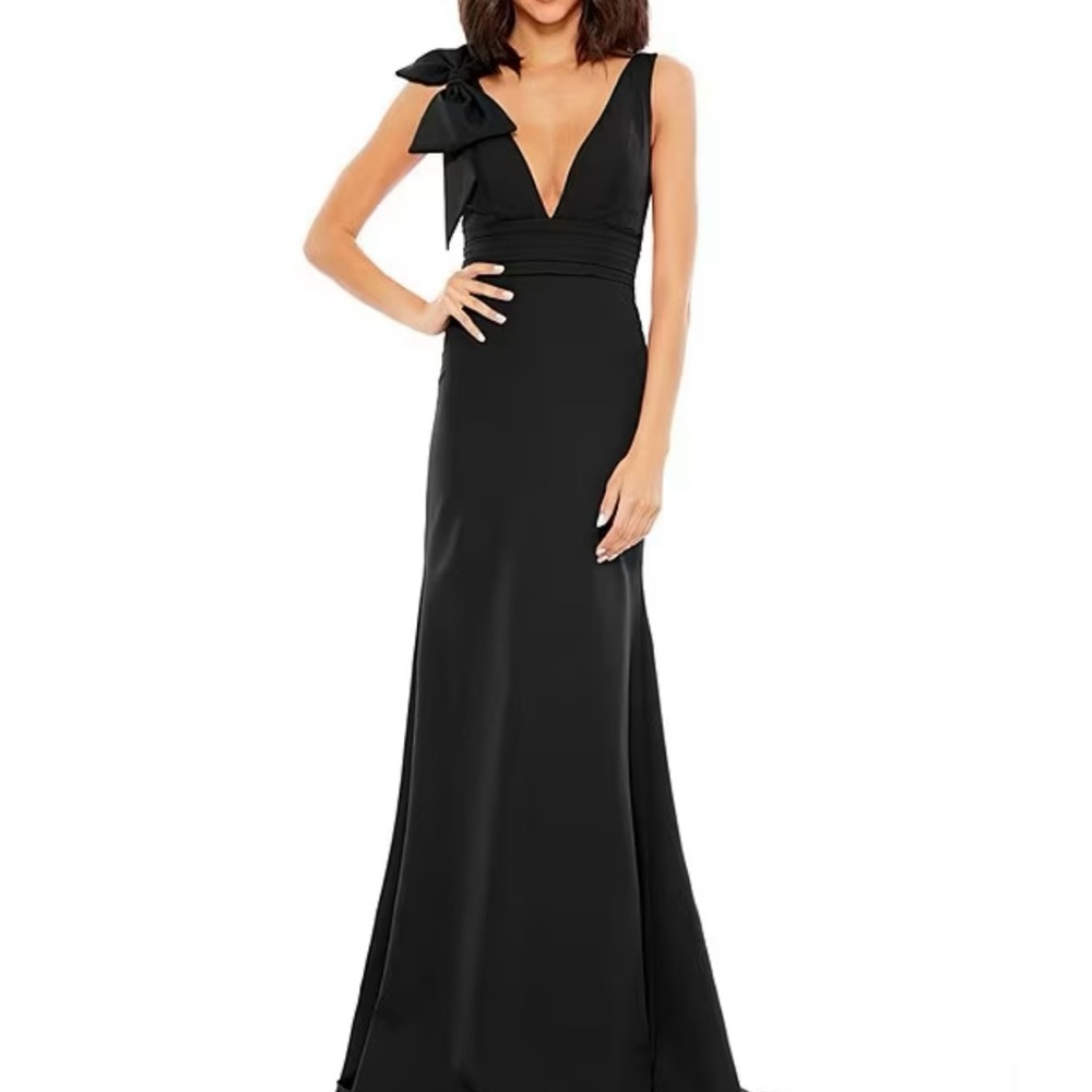 NWT Ieena for Mac Duggal V-Neck with Bow Sleeveless Low Back A-line Dress - sz10